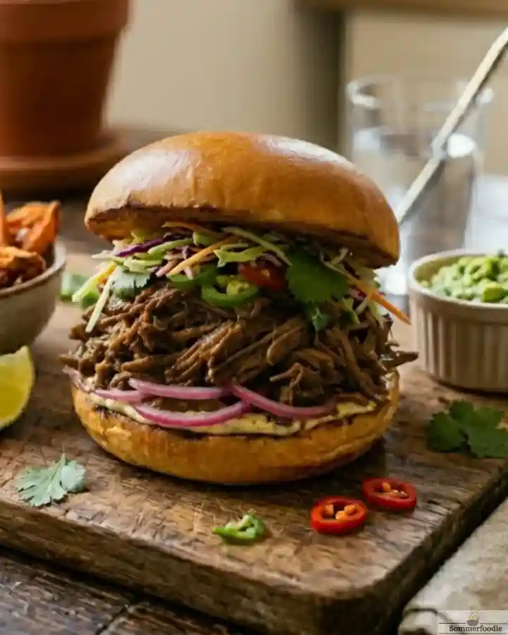 burger à l'effiloché de banane