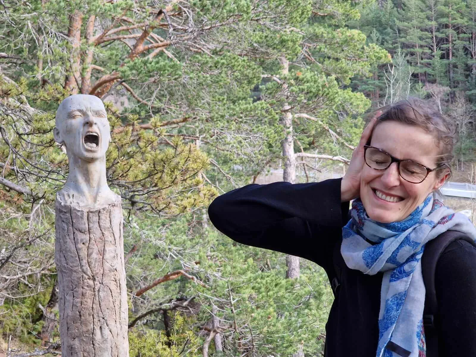 Sculpture tête qui crie Bosc de Viu Ordino.