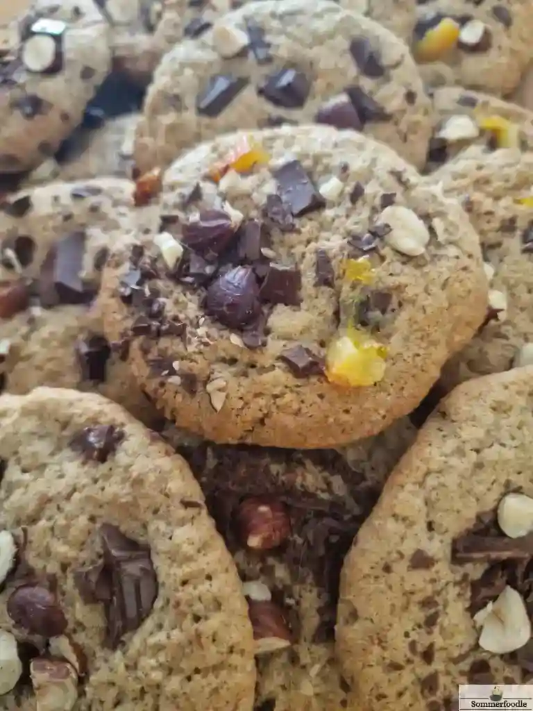 Cookies au sarrasin, chocolat et orange confite