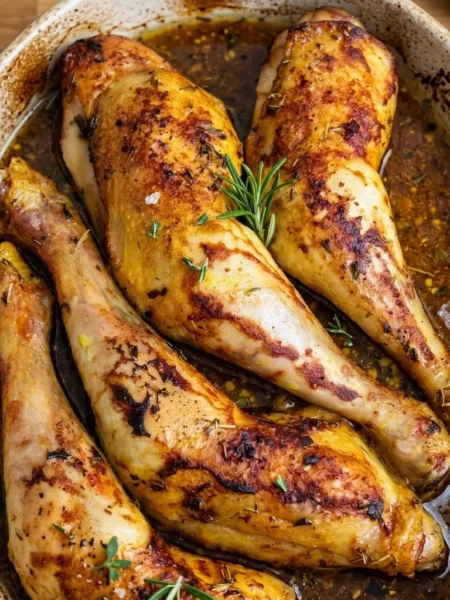 cuisses de poulet marinées et rôties au four à la sauce soja et miel