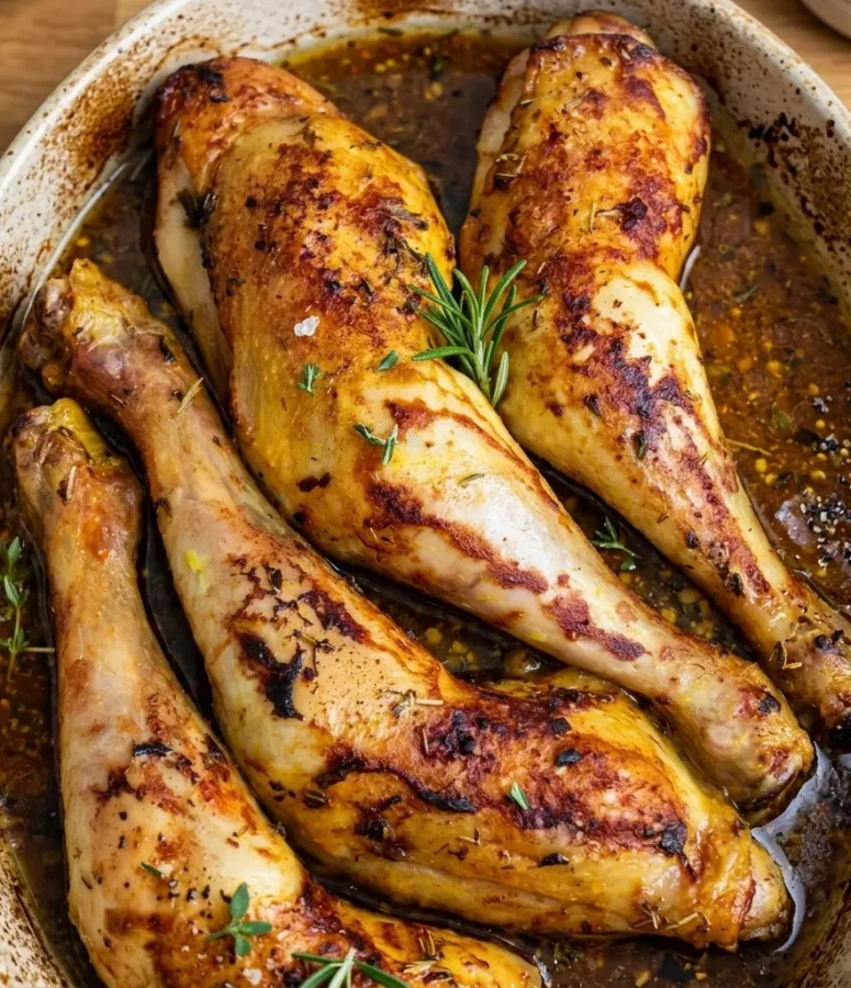 cuisses de poulet marinées et rôties au four à la sauce soja et miel