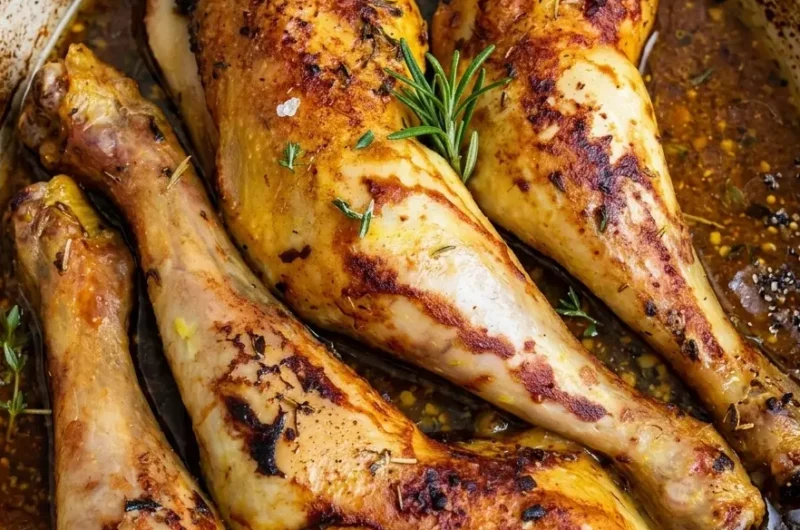 cuisses de poulet marinées et rôties au four à la sauce soja et miel
