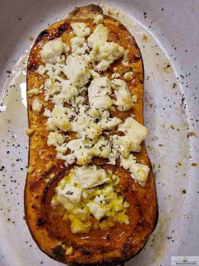 Courge rôtie et feta.