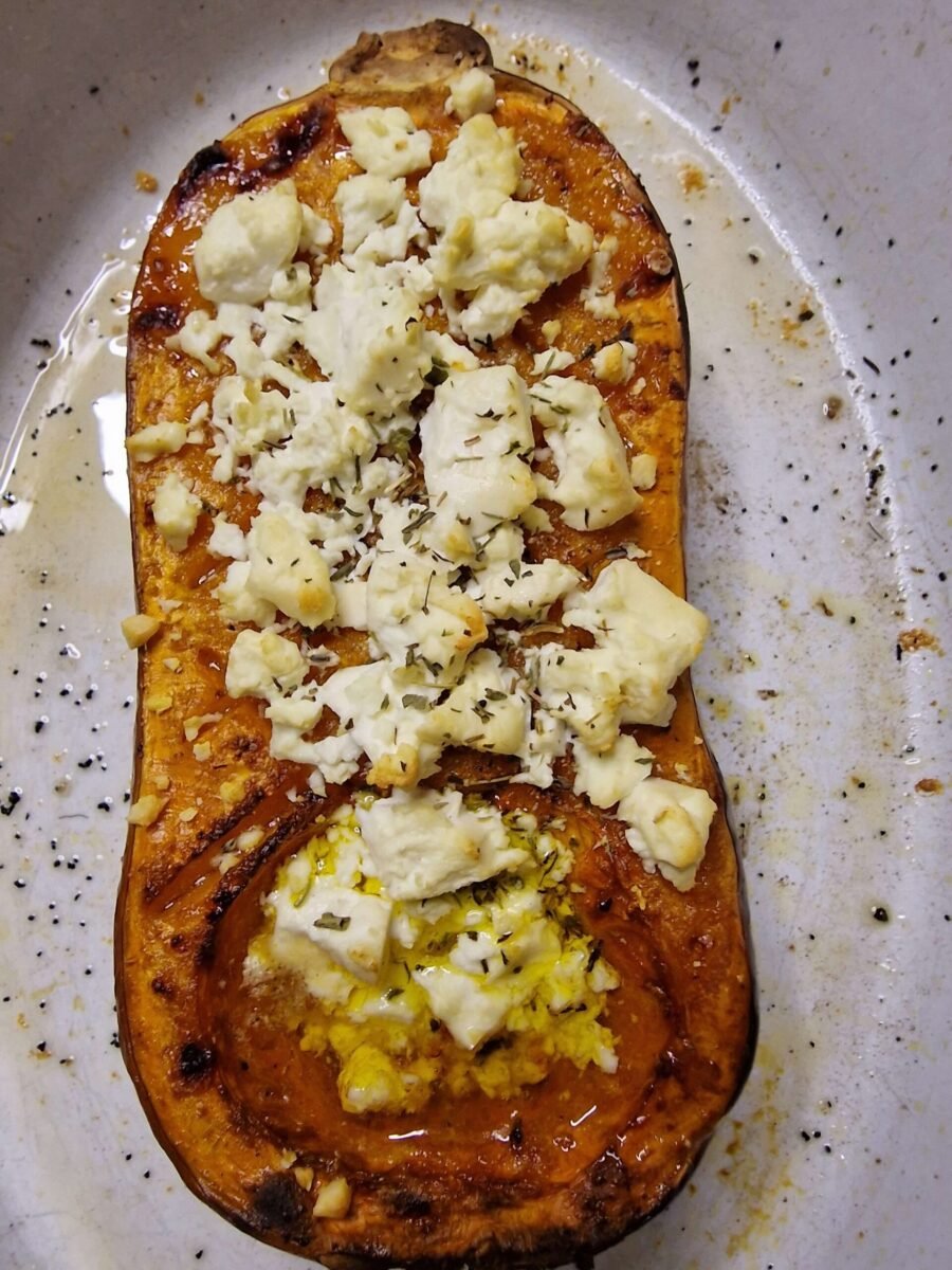 Courge rôtie feta. Simple healthy