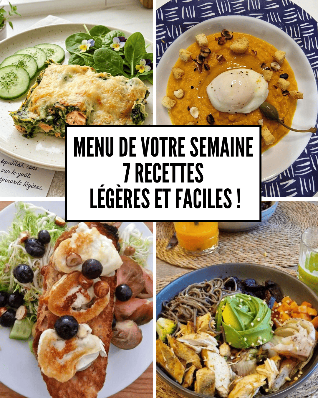 Menu pour 1 semaine. Photos d'illustration