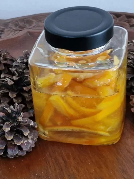 Ecorces d'oranges confites conservées dans son sirop.