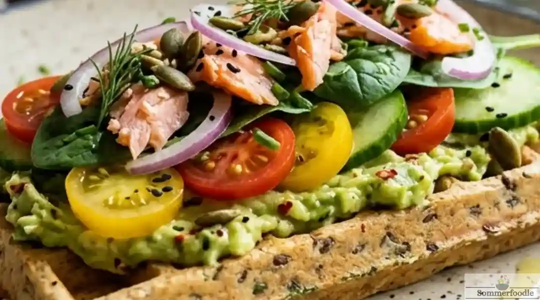 Gaufre salée comme une tartine guacamole-tomate-saumon...