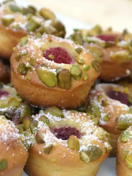 Petits moelleux pistaches framboises sans gluten