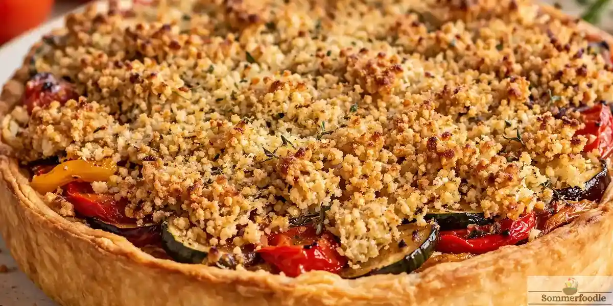 Tarte légumes du soleil crumble au parmesan. Croustillante et moelleuse