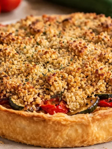Tarte légumes du soleil crumble au parmesan. Croustillante et moelleuse