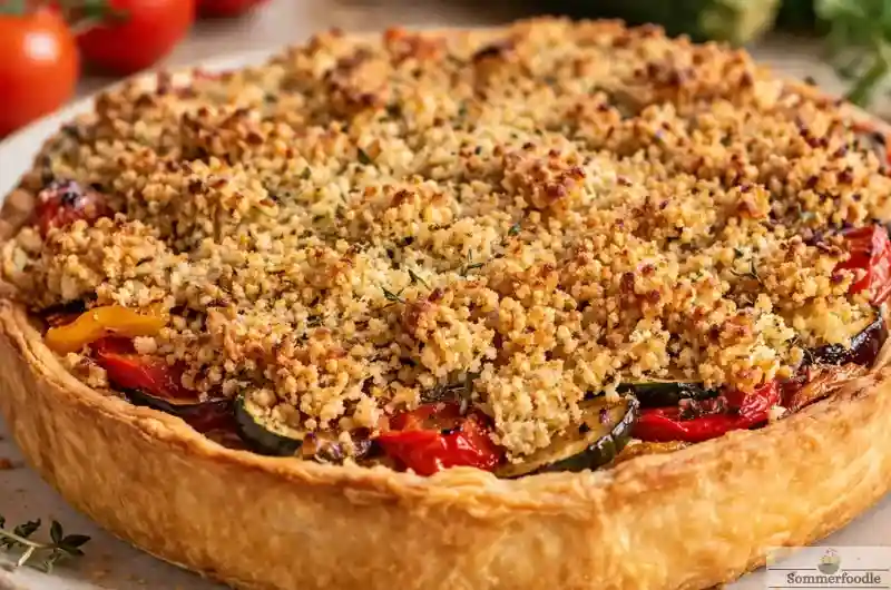 Tarte légumes du soleil crumble au parmesan. Croustillante et moelleuse