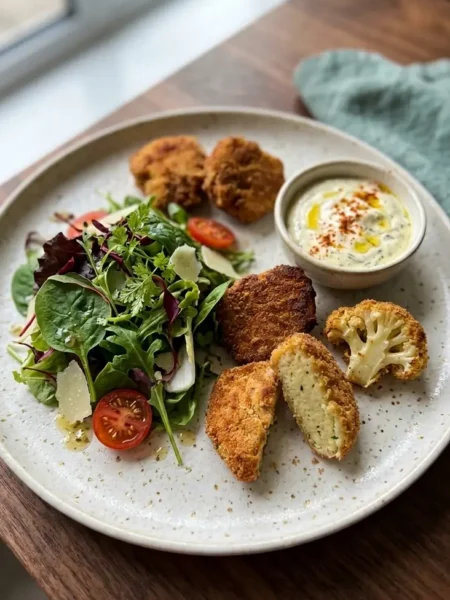 Nuggets végétariens au chou-fleur-curry et sauce citronnée