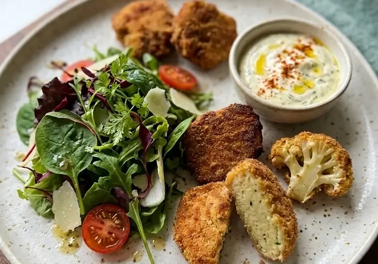Nuggets végétariens au chou-fleur-curry et sauce citronnée