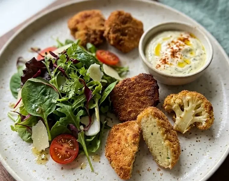 Nuggets végétariens au chou-fleur-curry et sauce citronnée