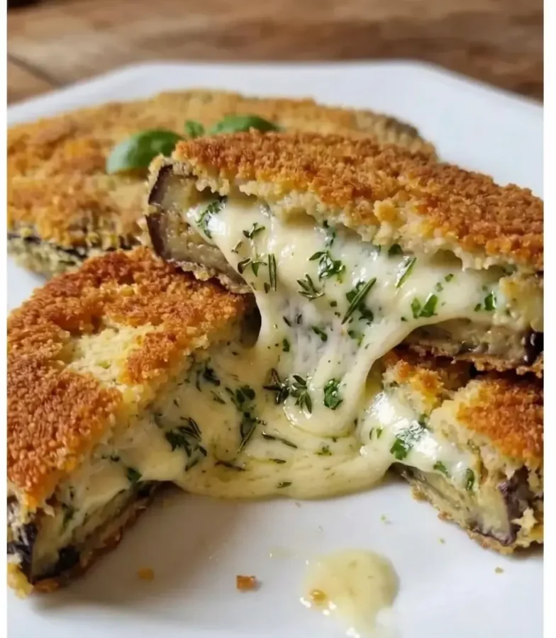 Cordon bleue végétarien d'aubergine : mozarella et basilic