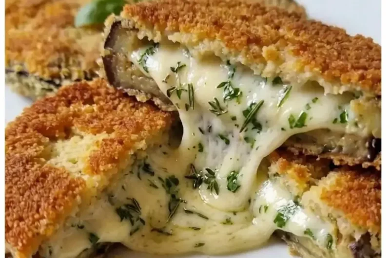 Cordon bleue végétarien d'aubergine : mozarella et basilic