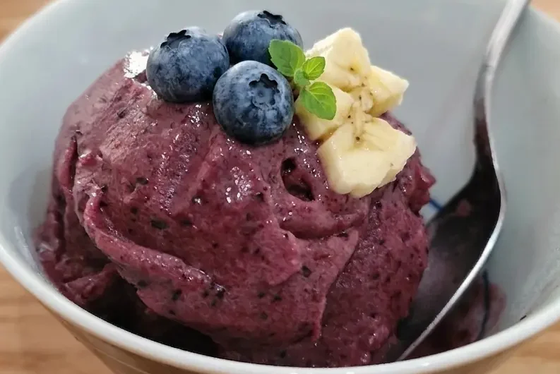 sorbet ba,ane-myrtilles 100% fruits et 0 sucre