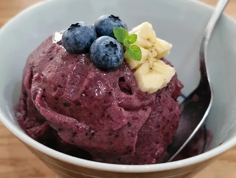 sorbet ba,ane-myrtilles 100% fruits et 0 sucre