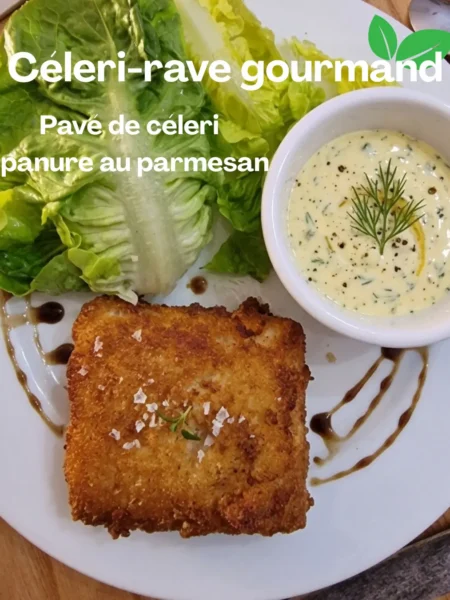 Pavé de céleri en croûte de parmesan